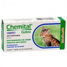 Vermífugo Chemital Gatos 4 comprimidos