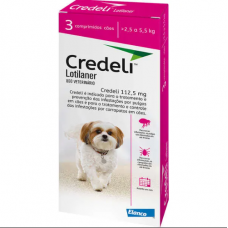 Combo Antipulgas e Carrapatos Elanco Credeli 112,5mg Cães de 2,5 a 5,5kg 3 comprimido