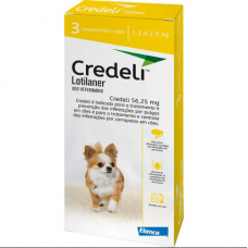 Combo Antipulgas e Carrapatos Elanco Credeli 56,25mg Cães de 1,3 a 2,5kg 3 comprimido